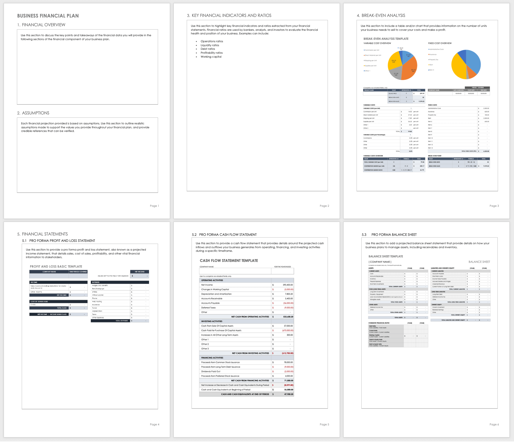 Business Plan Financial Projections Template Excel