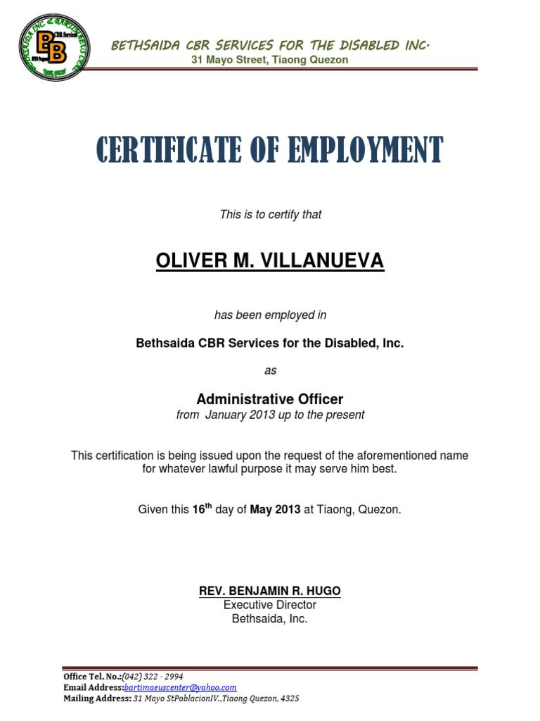 What Is A Certificate Of Employment