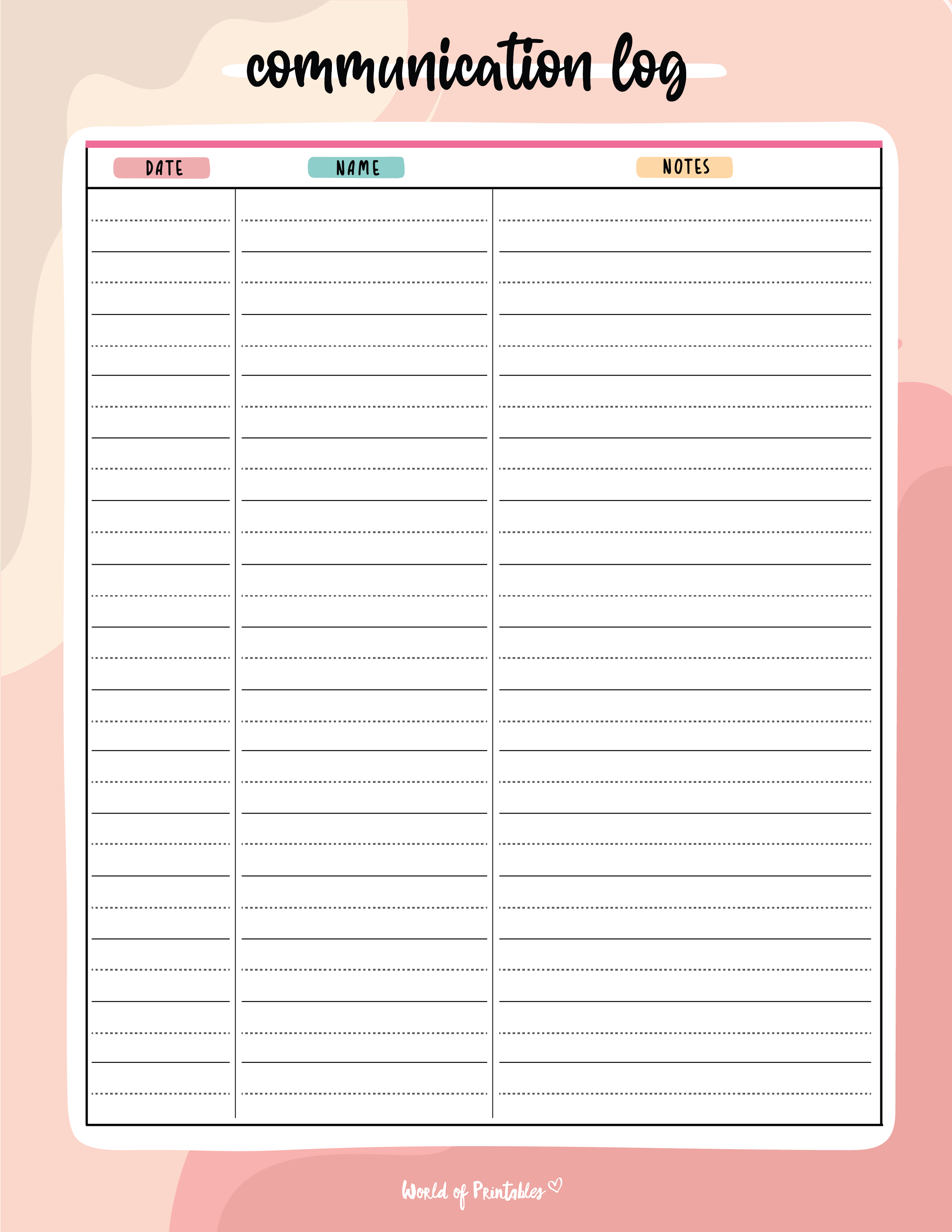 Communication Logs For Teachers To Parents