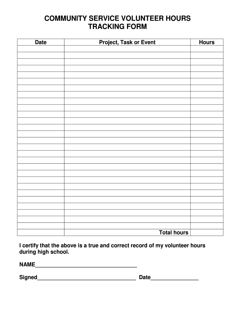 Community Service Tracking Sheet Fill Online Printable Fillable Blank PdfFiller