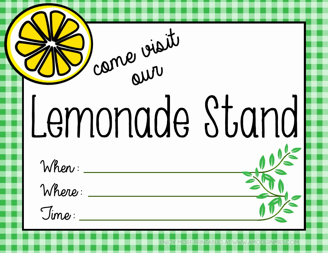 Free Printable Lemonade Stand Sign Template