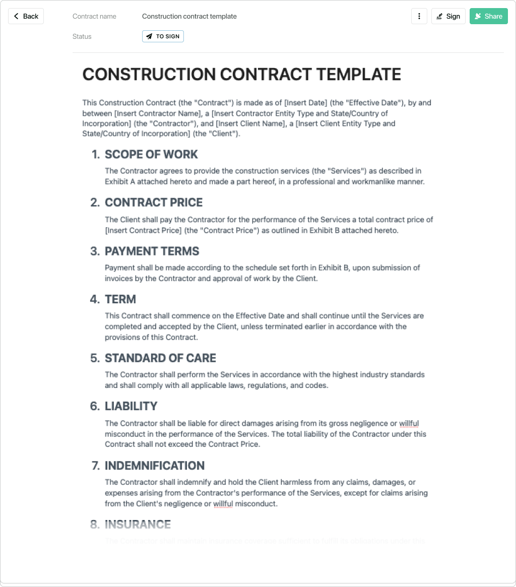 Free General Contractor Contract Template
