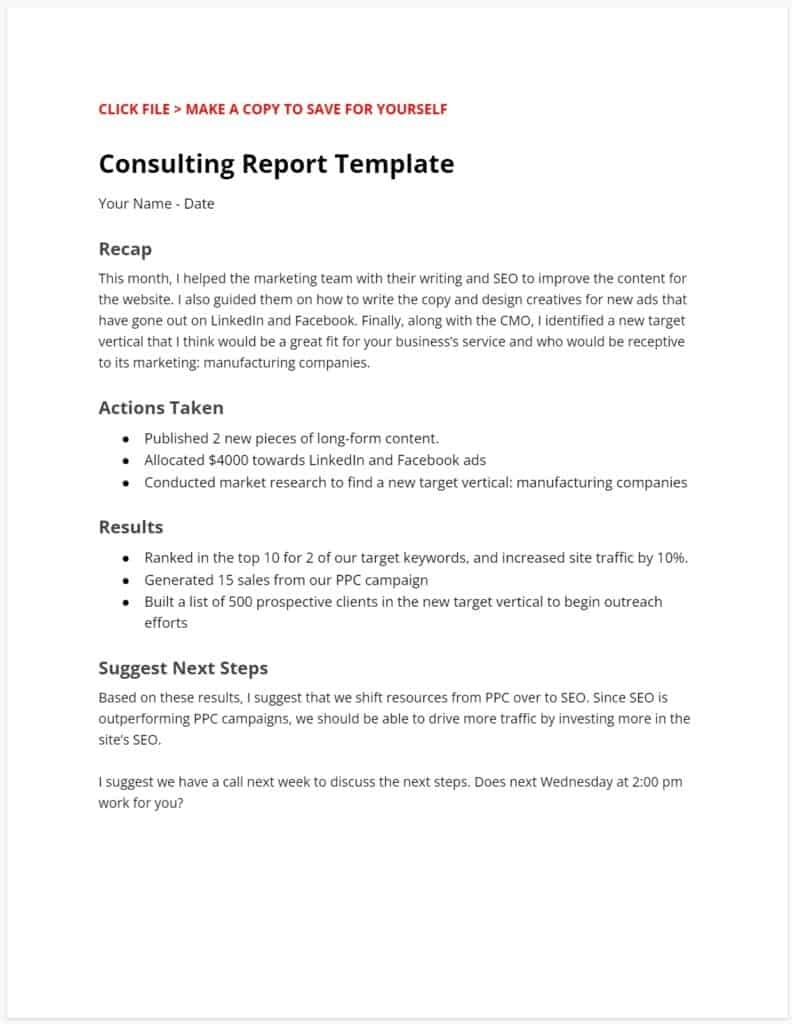 Consulting Report Template For Any Type Of Consultant Consulting Success