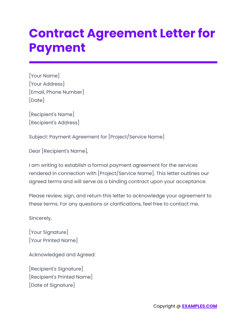How Do You Write An Agreement Letter