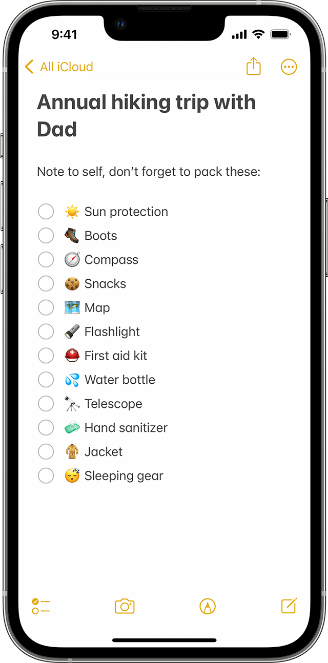Create A Checklist With Notes Apple Support
