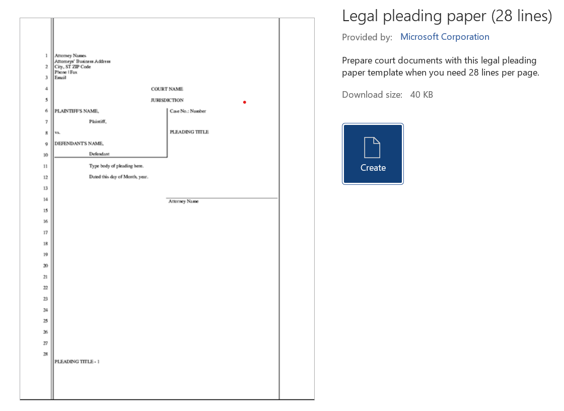 Create A Legal Pleading Template In Microsoft Word Legal Complaint Template 