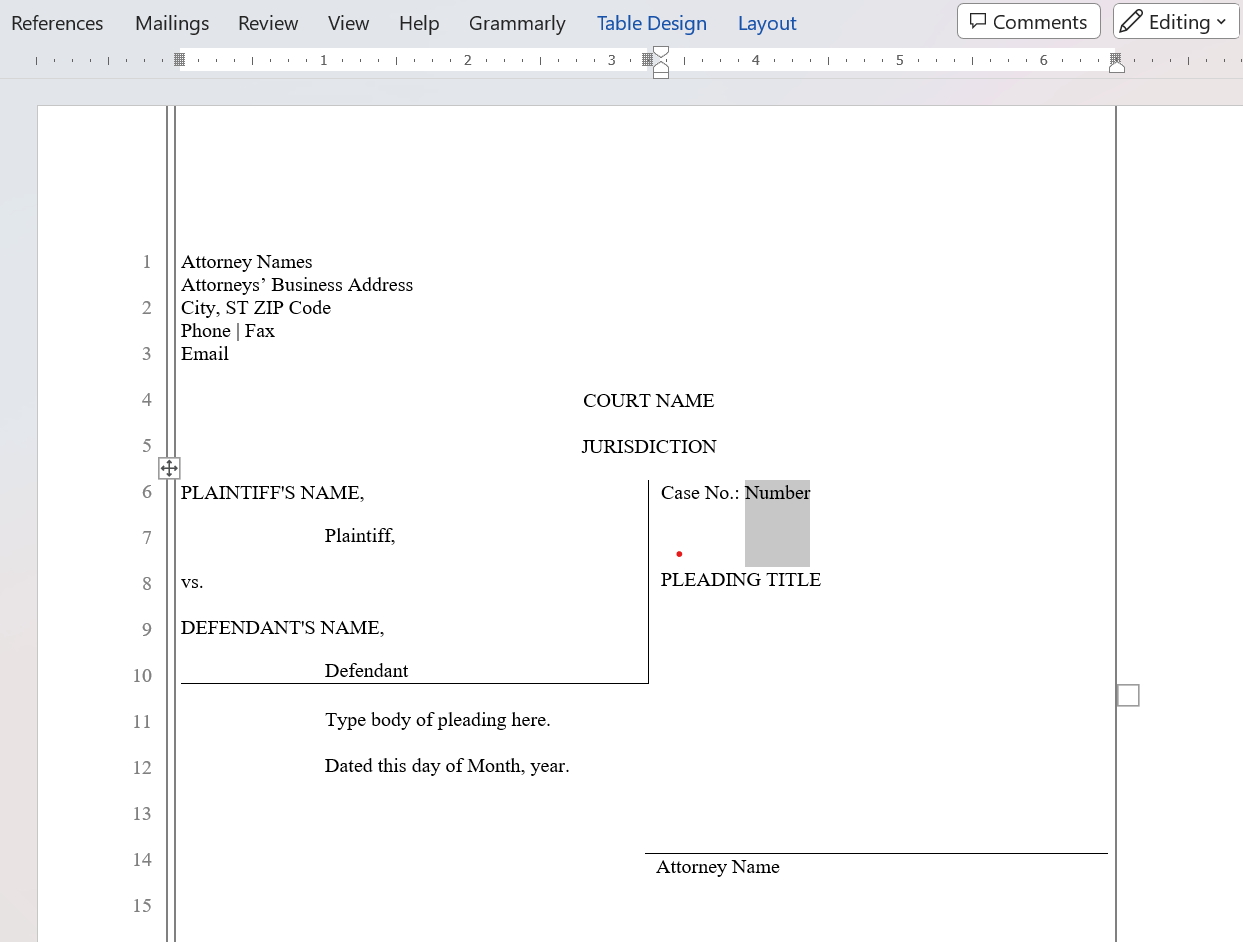Free Pleading Paper Template Word