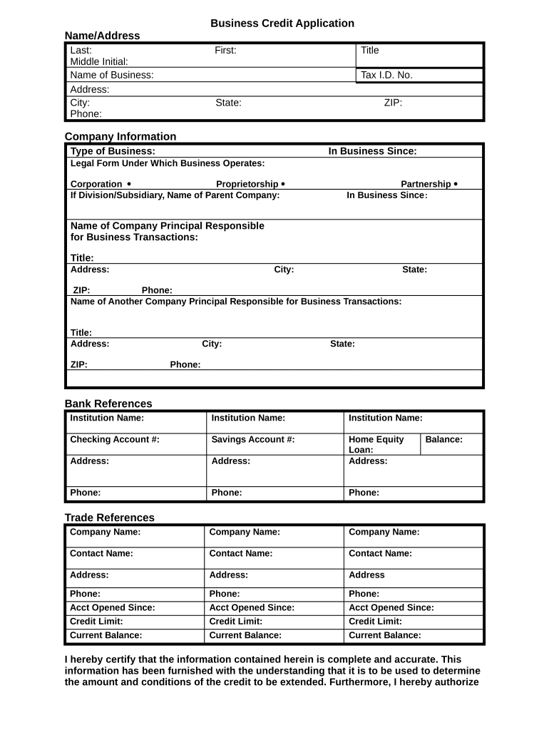 New Customer Credit Application Form Pdf