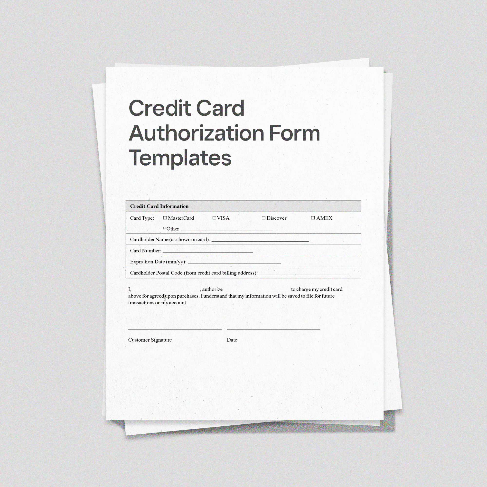 Payment Authorization Form Template Free