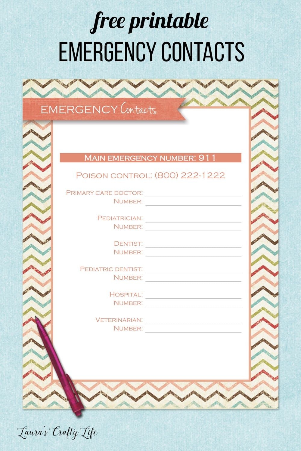 Free Printable Emergency Contact List For Home Pdf
