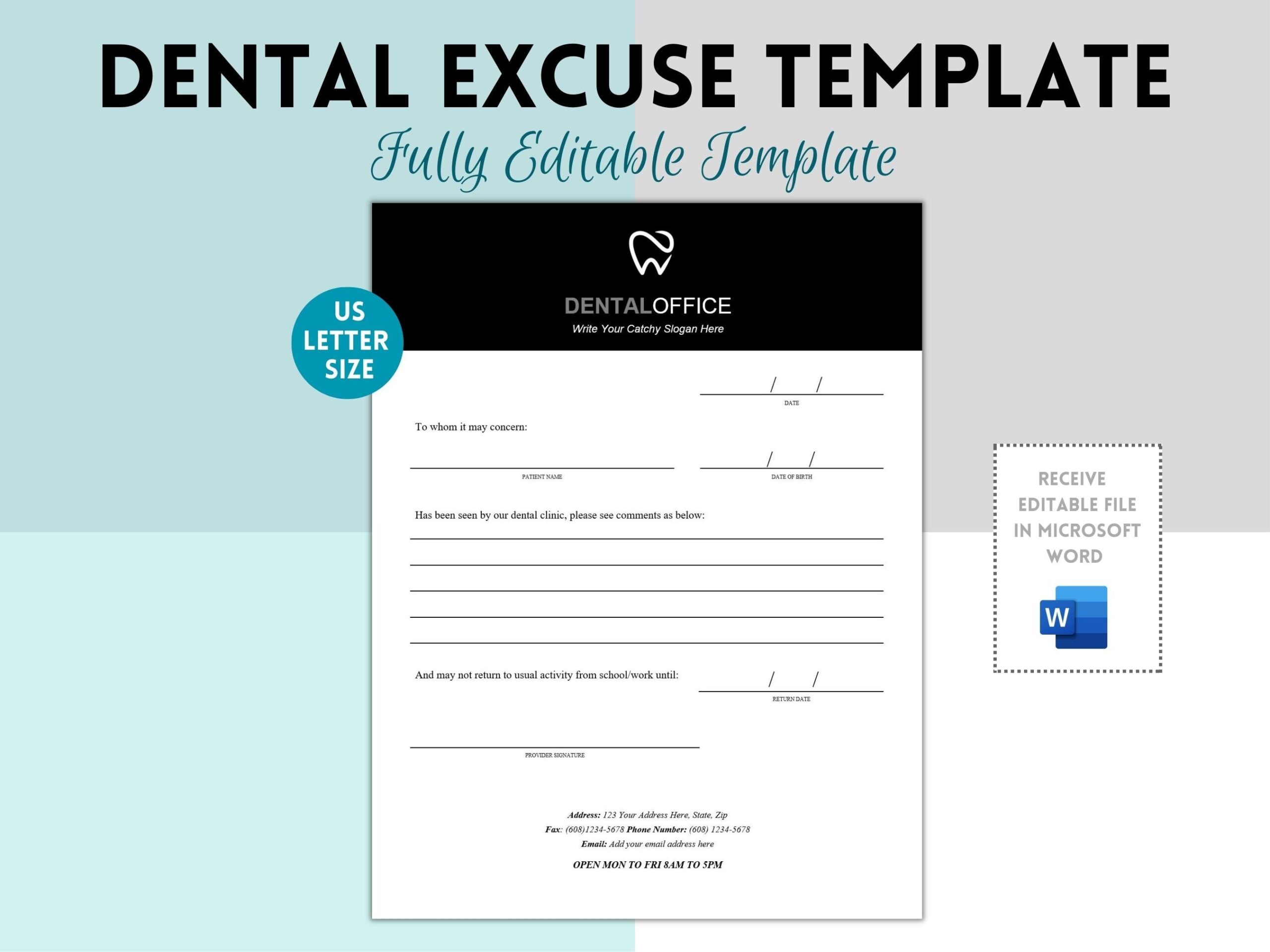 Dentist Note Dentist Letter Dentist Excuse Doctor s Note Doctor s Letter Medical Certificate Editable Digital Template Etsy