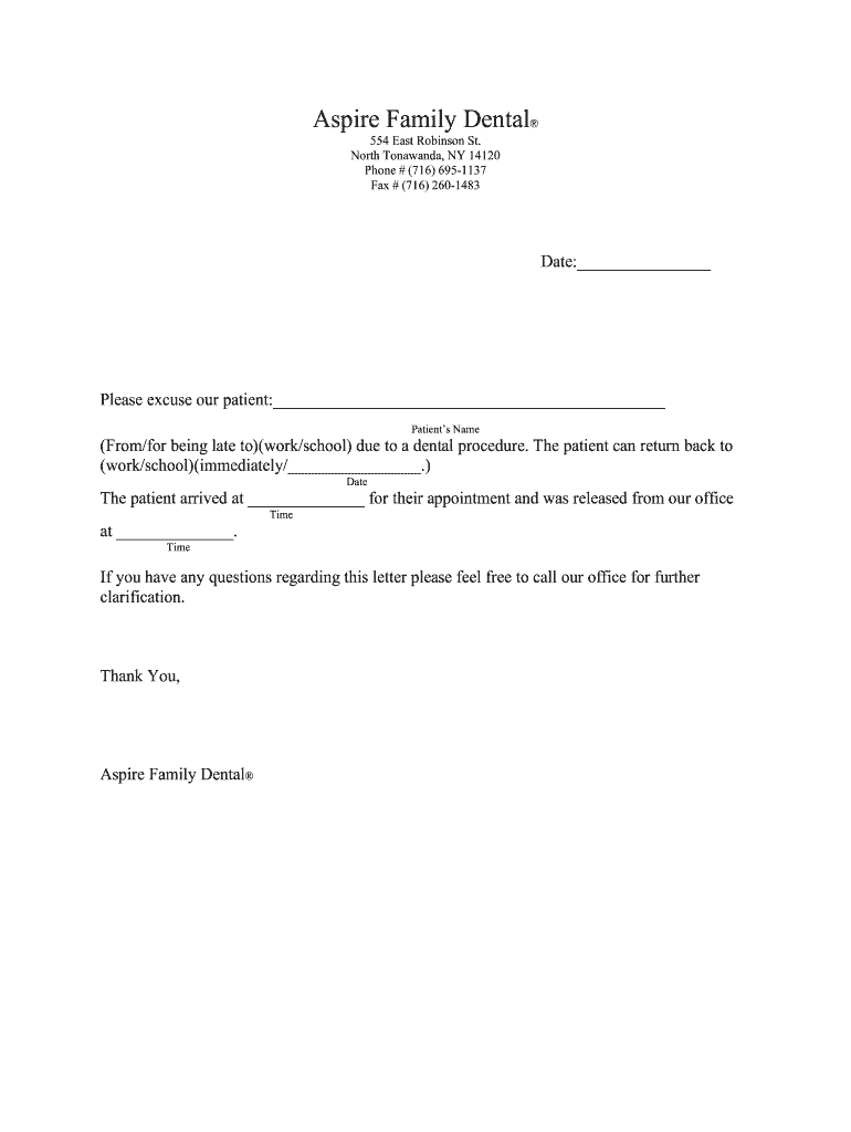 Dentist Note Fill Online Printable Fillable Blank PdfFiller