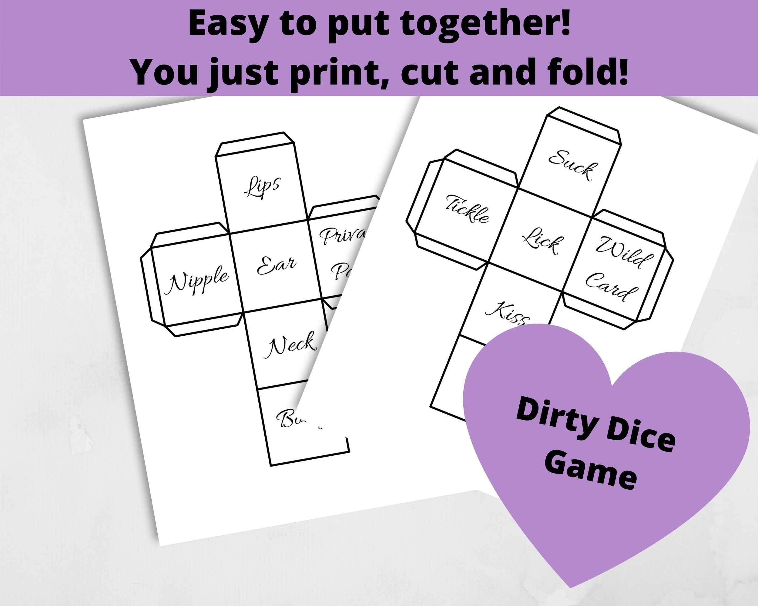 Dirty Dice Naughty Dice Adult Games Mature Game Printable Couples Game Etsy