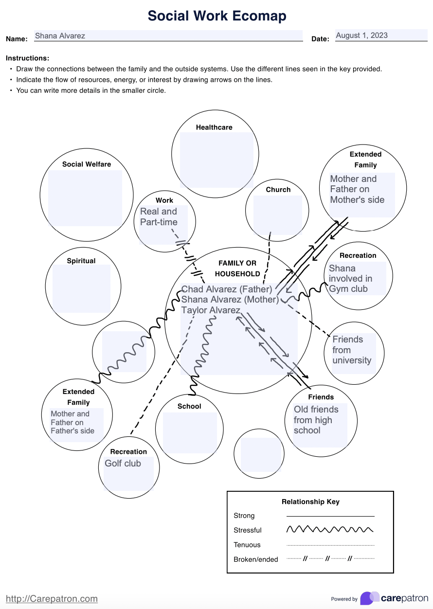Ecomap Social Works Example Free PDF Download