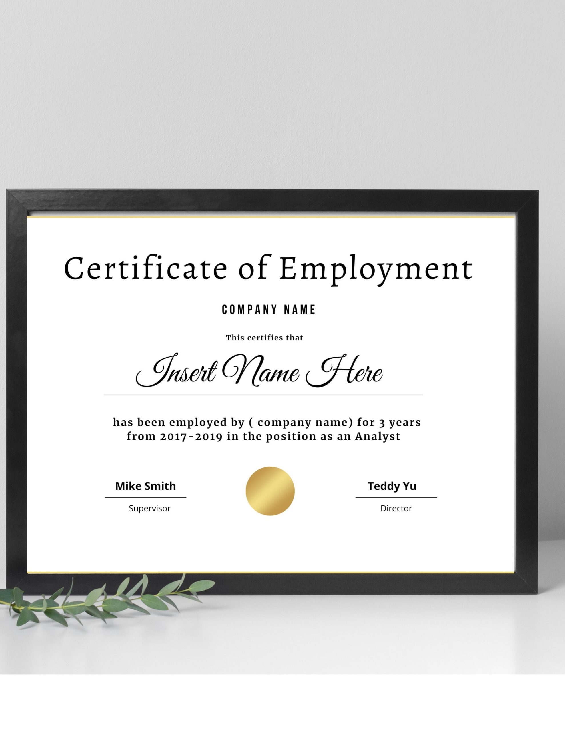 Editable Certificate Of Employment Certificate Of Completion Training Certificate Template Printable Employment Certificate Etsy