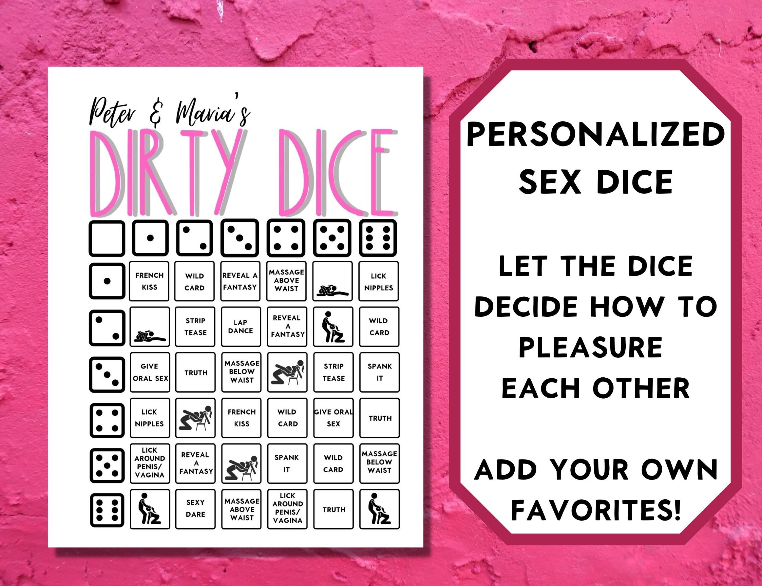 Editable Sex Dice Personalized Dirty Dice Kinky Games Template Couples Dice Game Sex Games Sexy Games Foreplay Game Etsy