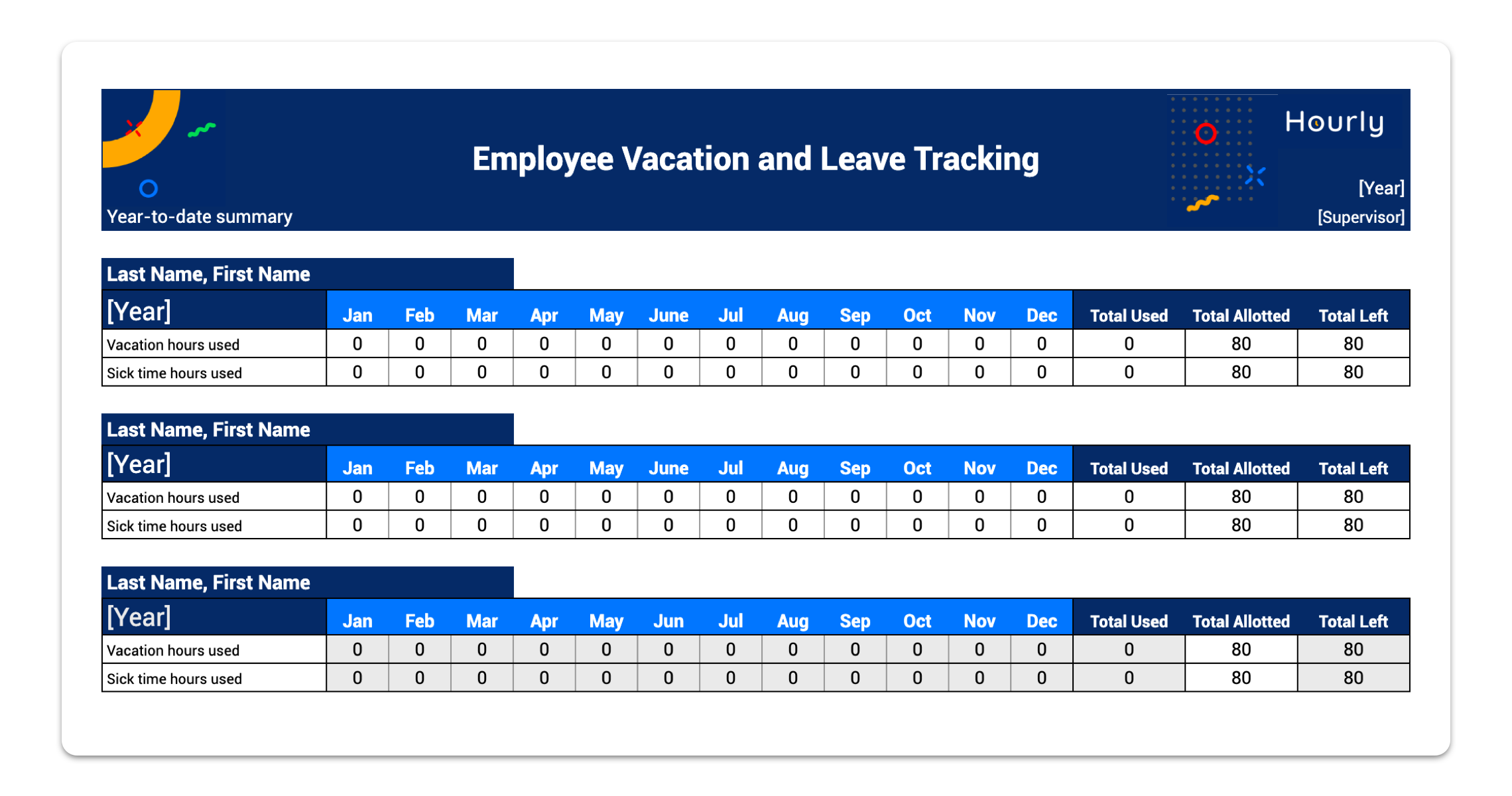 Employee Vacation And Sick Time Tracking Spreadsheet Template Hourly Inc 