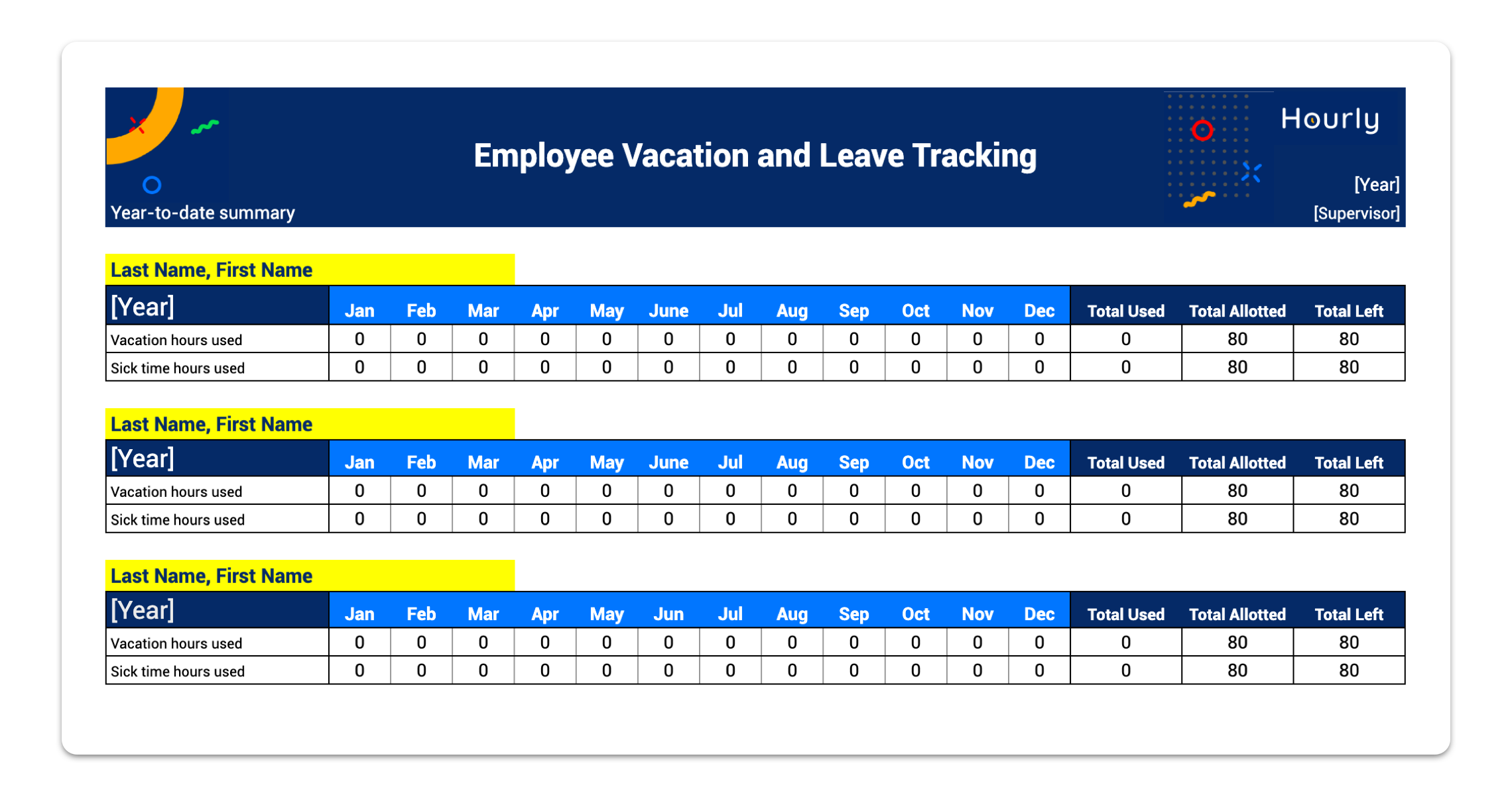 Employee Vacation And Sick Time Tracking Spreadsheet Template Hourly Inc 