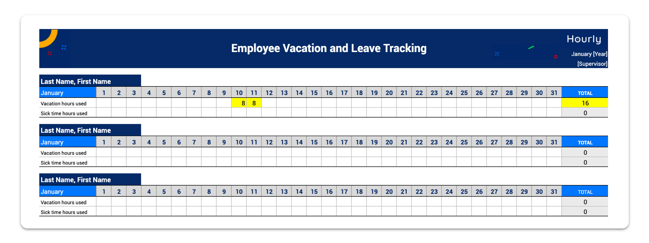 Vacation And Sick Time Tracking Spreadsheet