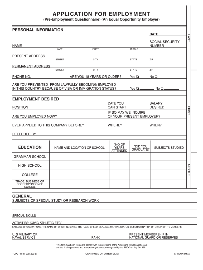 Free Job Applications To Print