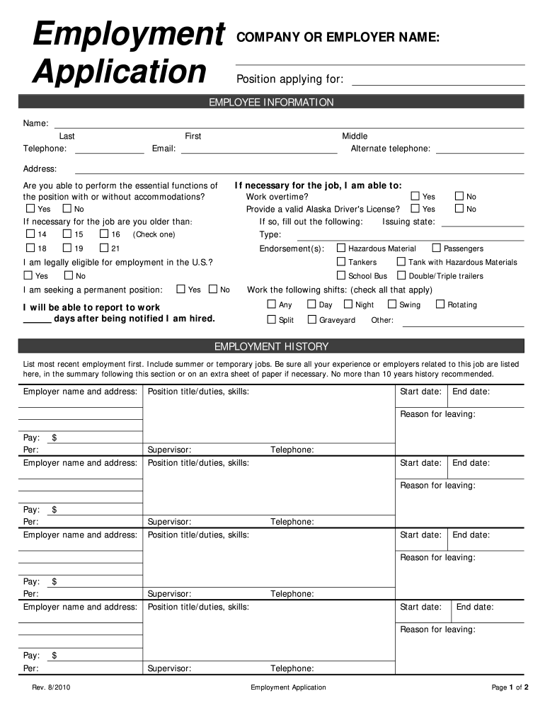 Employment Application Pdf Fill Online Printable Fillable Blank PdfFiller