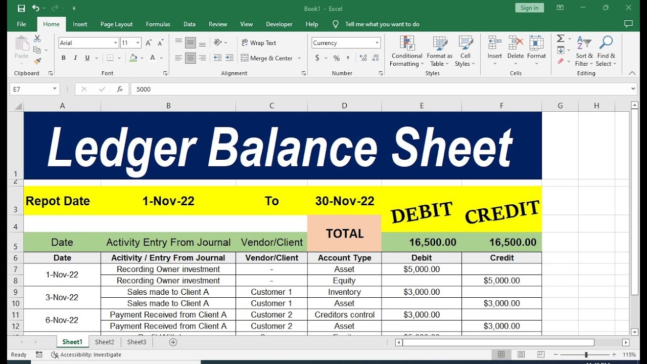 Excel Ledger Template With Debits And Credits YouTube