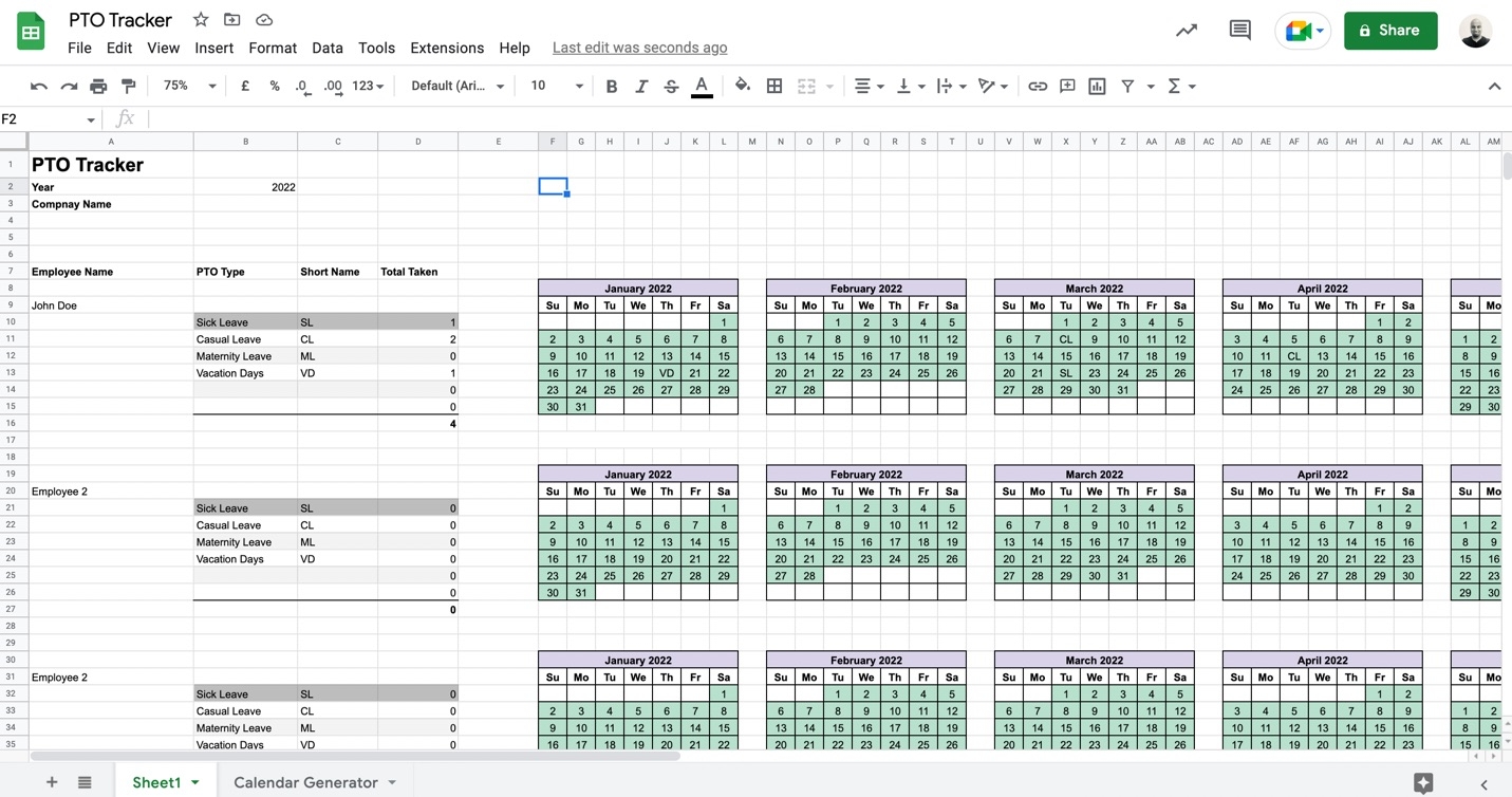 Excel PTO Vacation Tracker 5 Templates 1 Better Option 