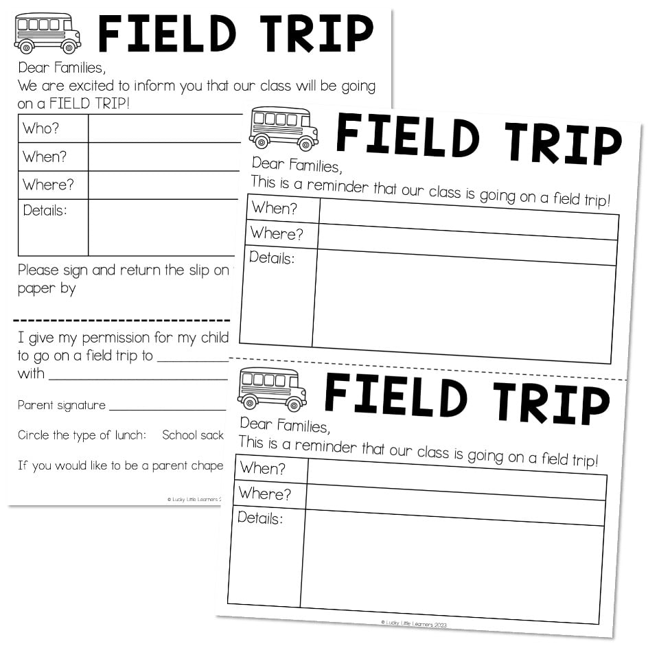 Field Trip Permission Slips And Reminder Forms Lucky Little Learners