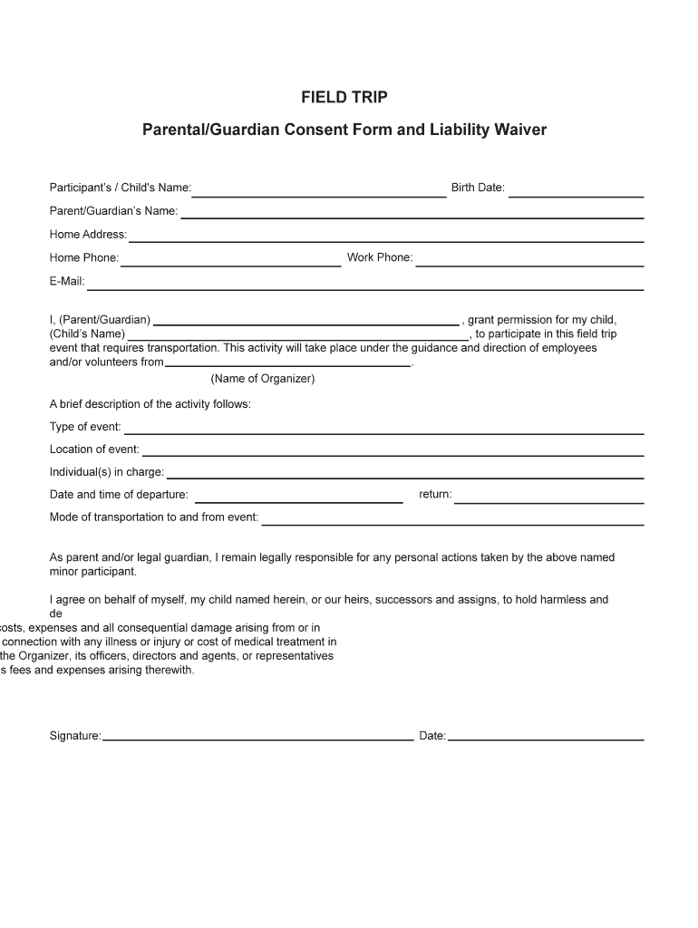 Field Trip Waiver Template Fill Out Sign Online DocHub