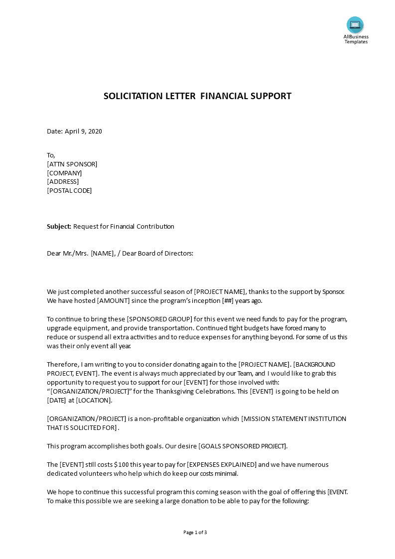 Financial Support Sample Letter For Financial Assistance Google Search Solicitation Letter Lettering Financial