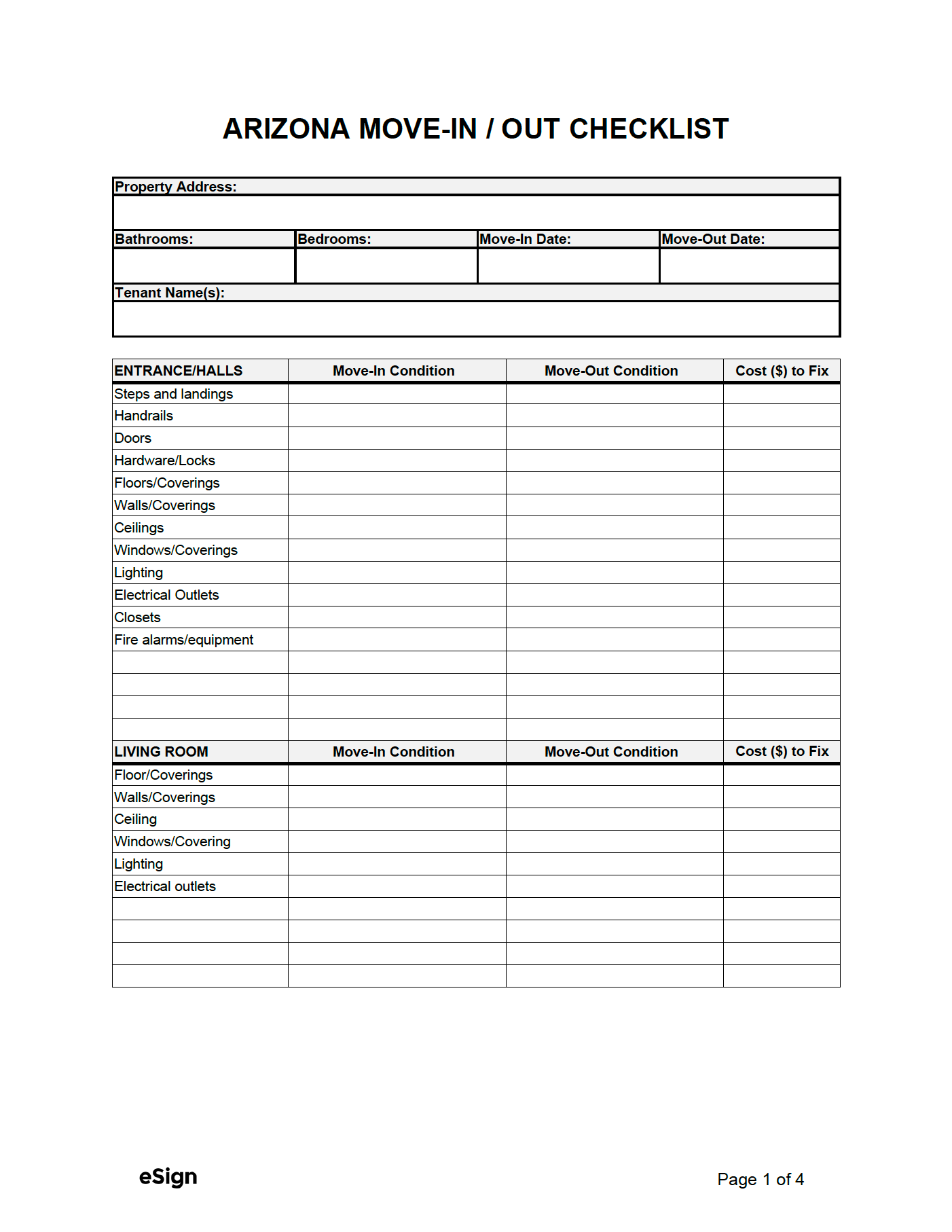 Free Printable Tenant Move-Out Checklist