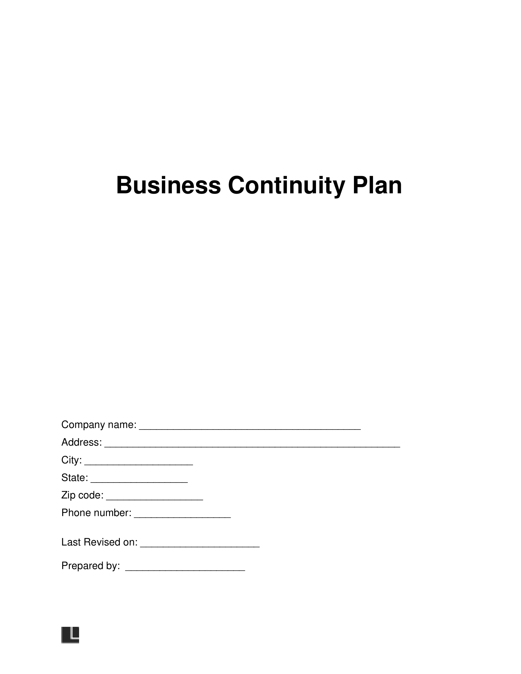 Business Continuity Plan Template Free