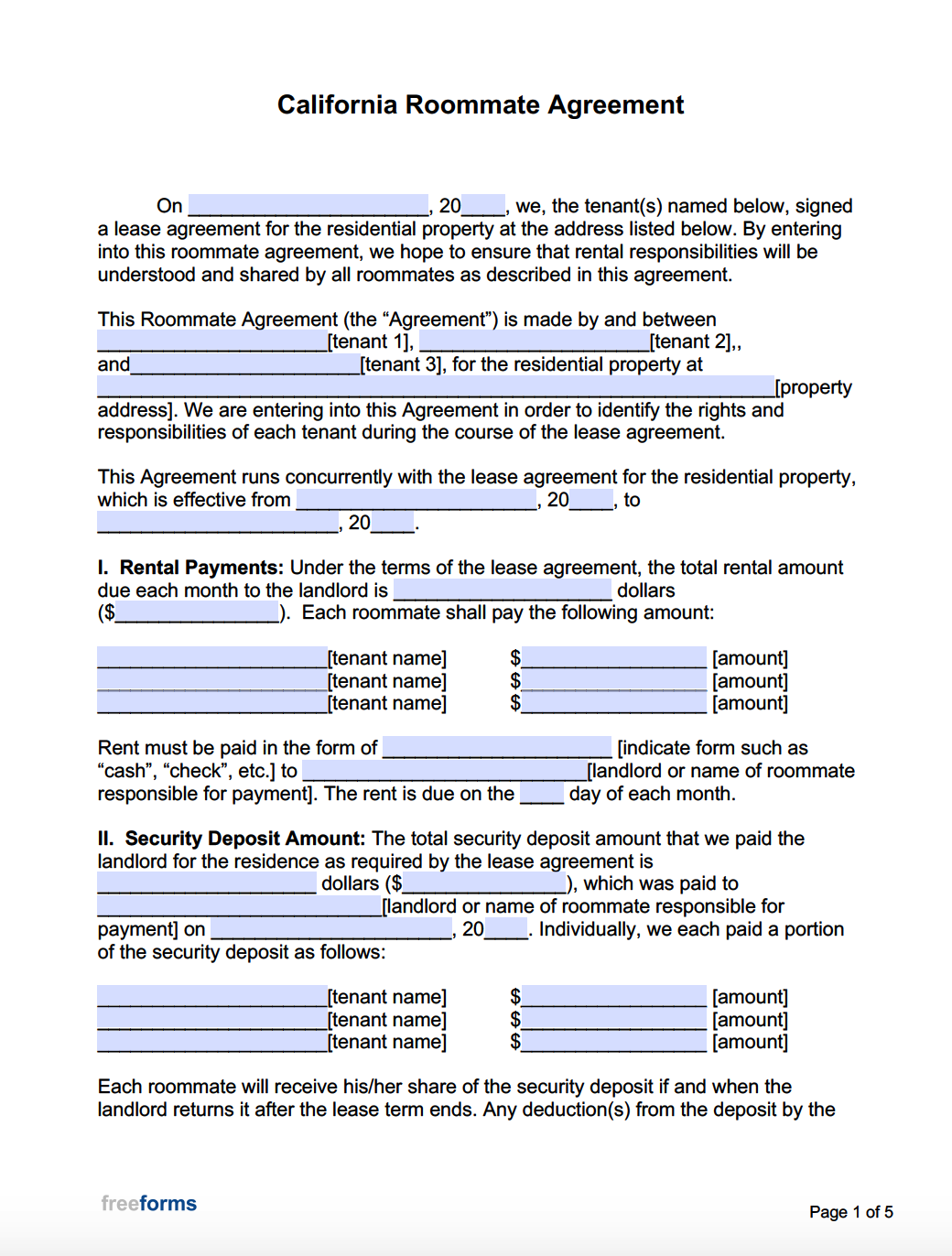 Rent Room Agreement Template Free