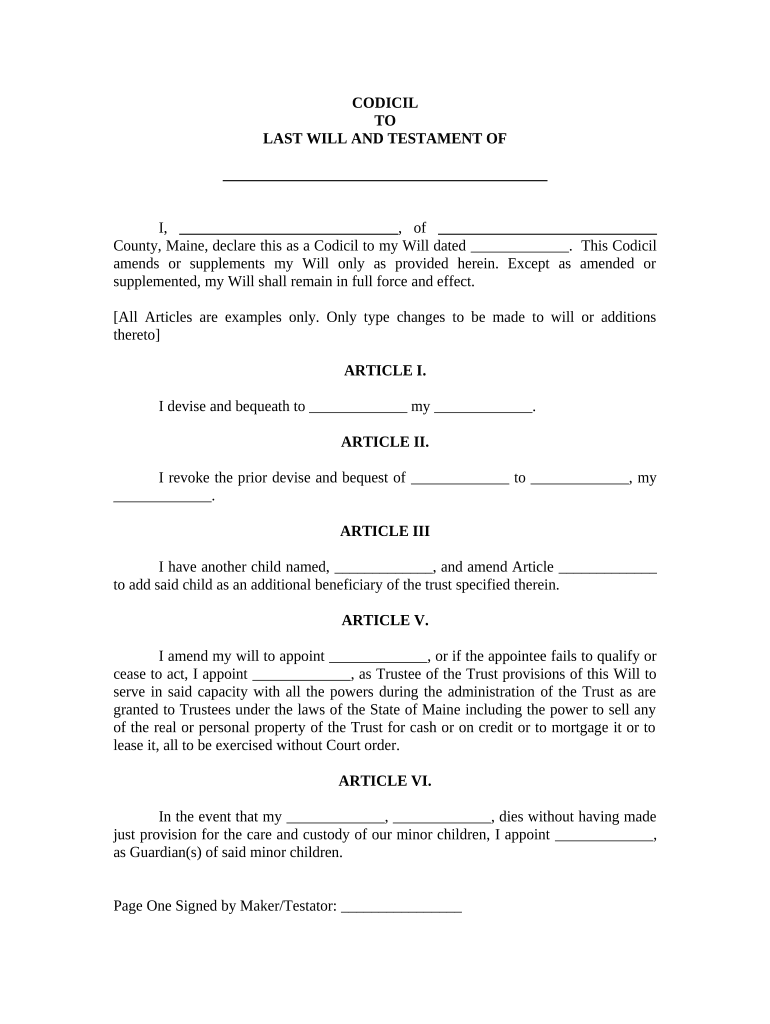 Sample Codicil To Remove Beneficiary