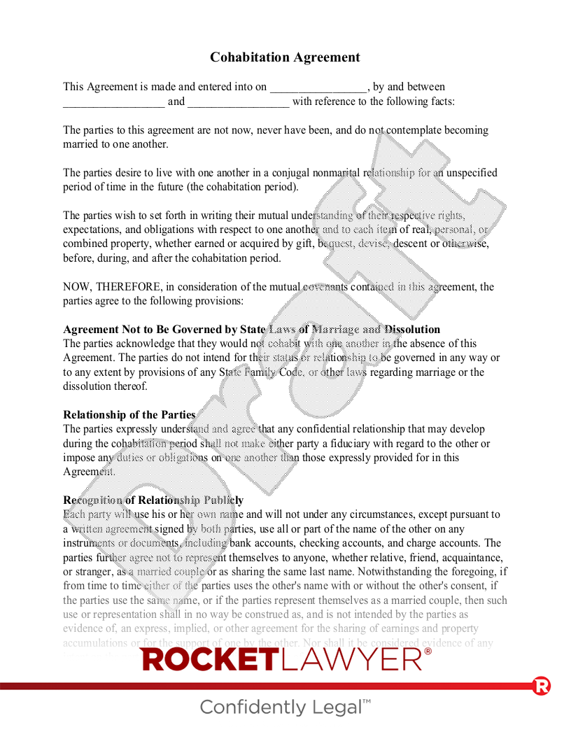 Living Together Agreement Template Free