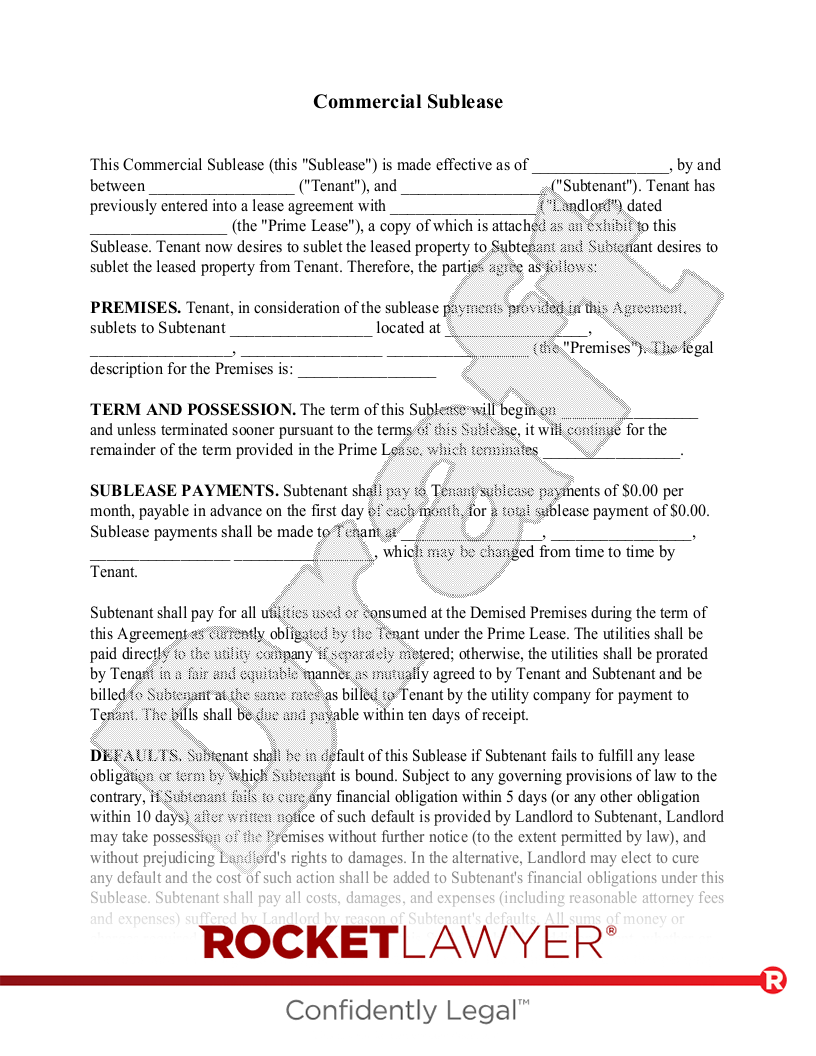 Sublease Agreement For Commercial Property