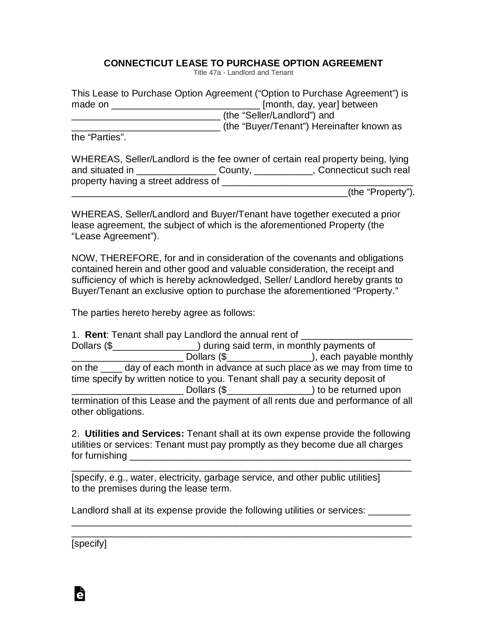 Rent To Own House Contract Template