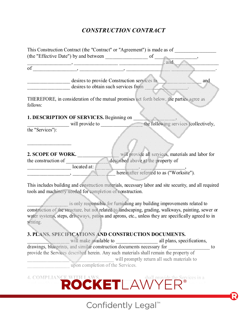 General Contractor Contract Template Free