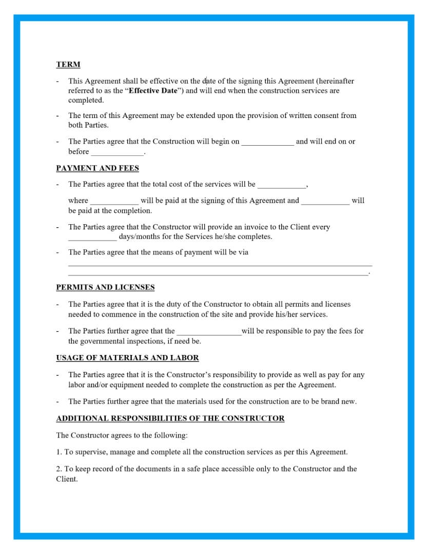 Free General Contractor Contract Template