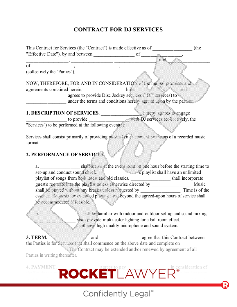 Sample Contract For Dj Services