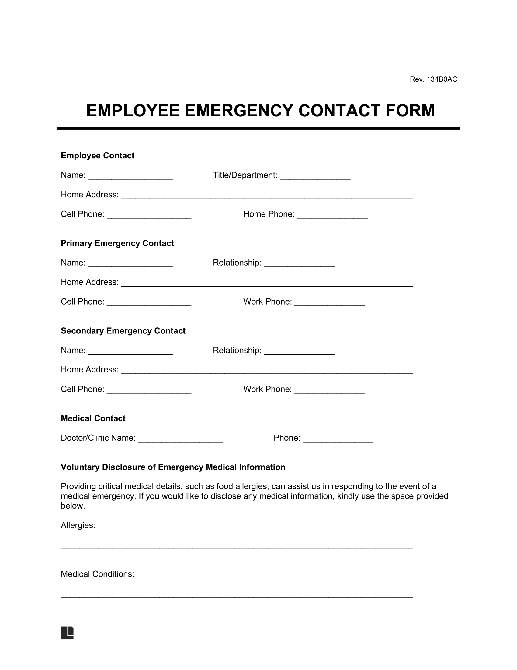 Emergency Contact Information For Employees