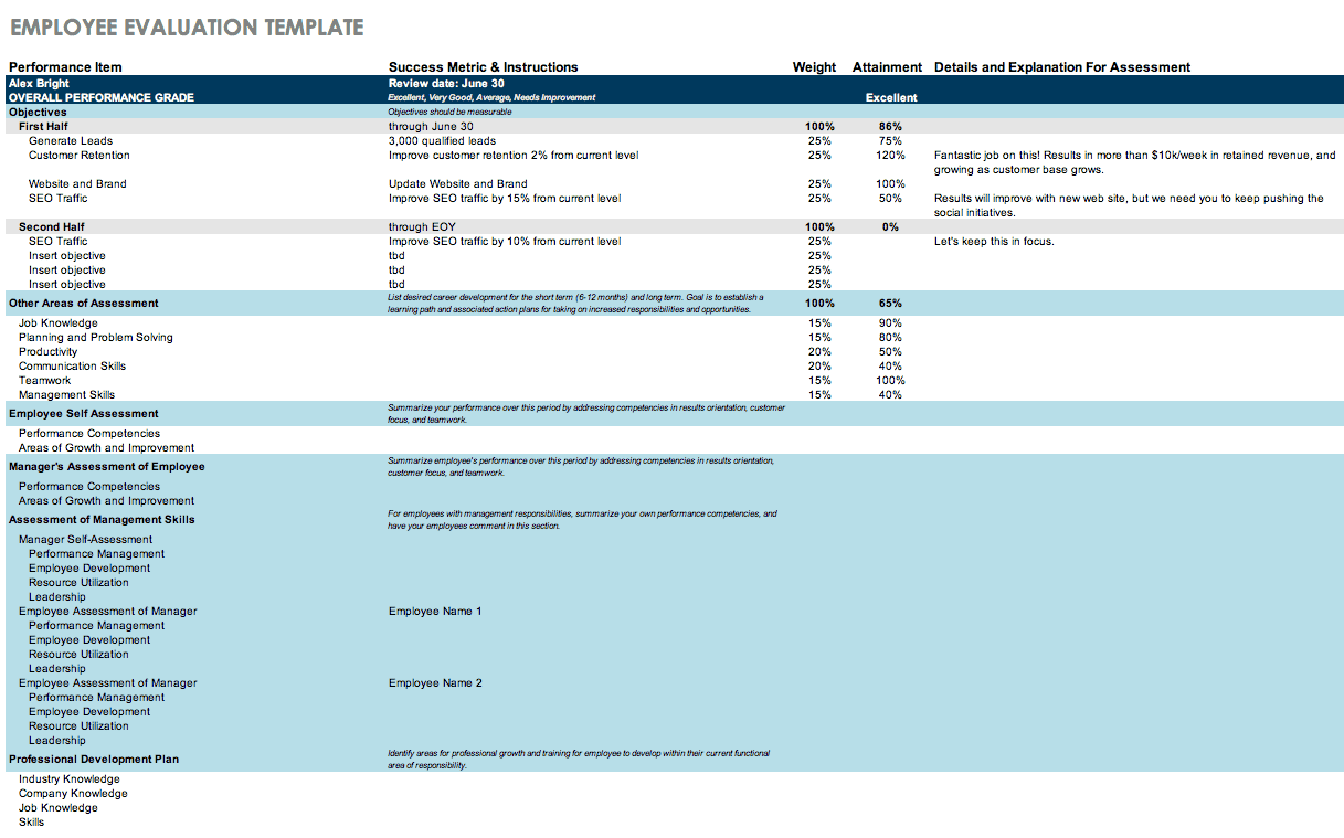 Excel Employee Performance Review Template - Free Download
