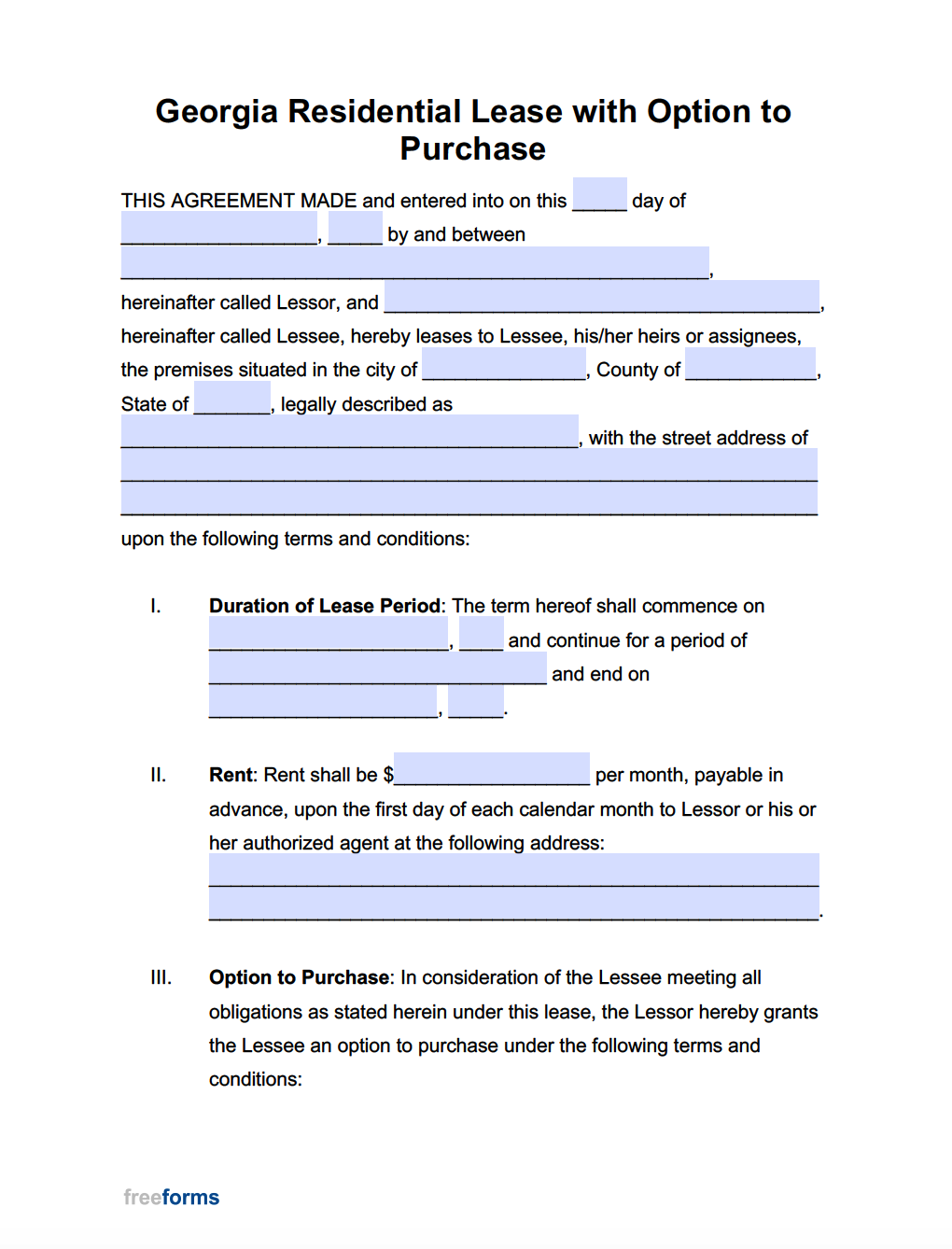 Lease To Own Contract Free
