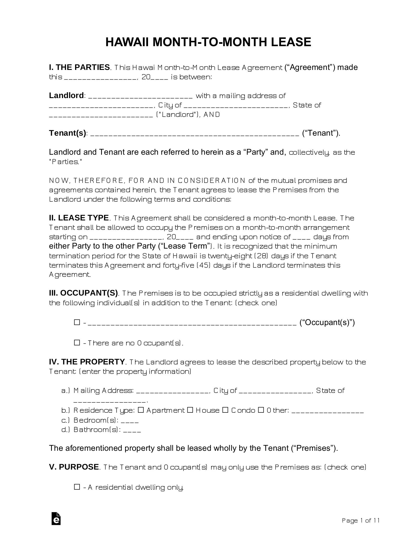 Month To Month Lease Agreement Template Word