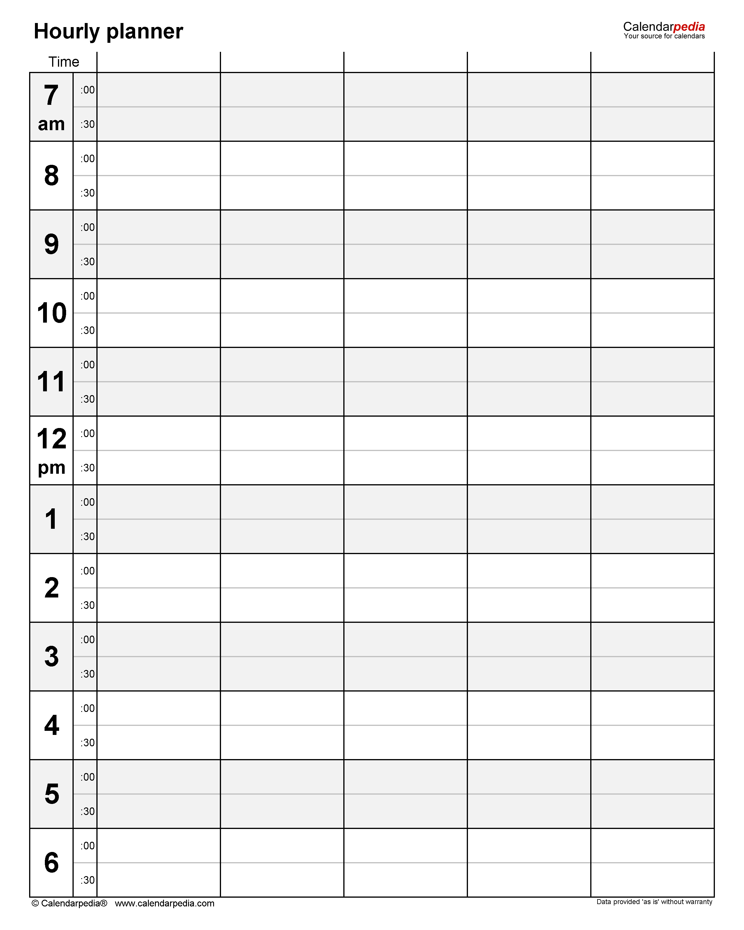 Blank Hour By Hour Schedule