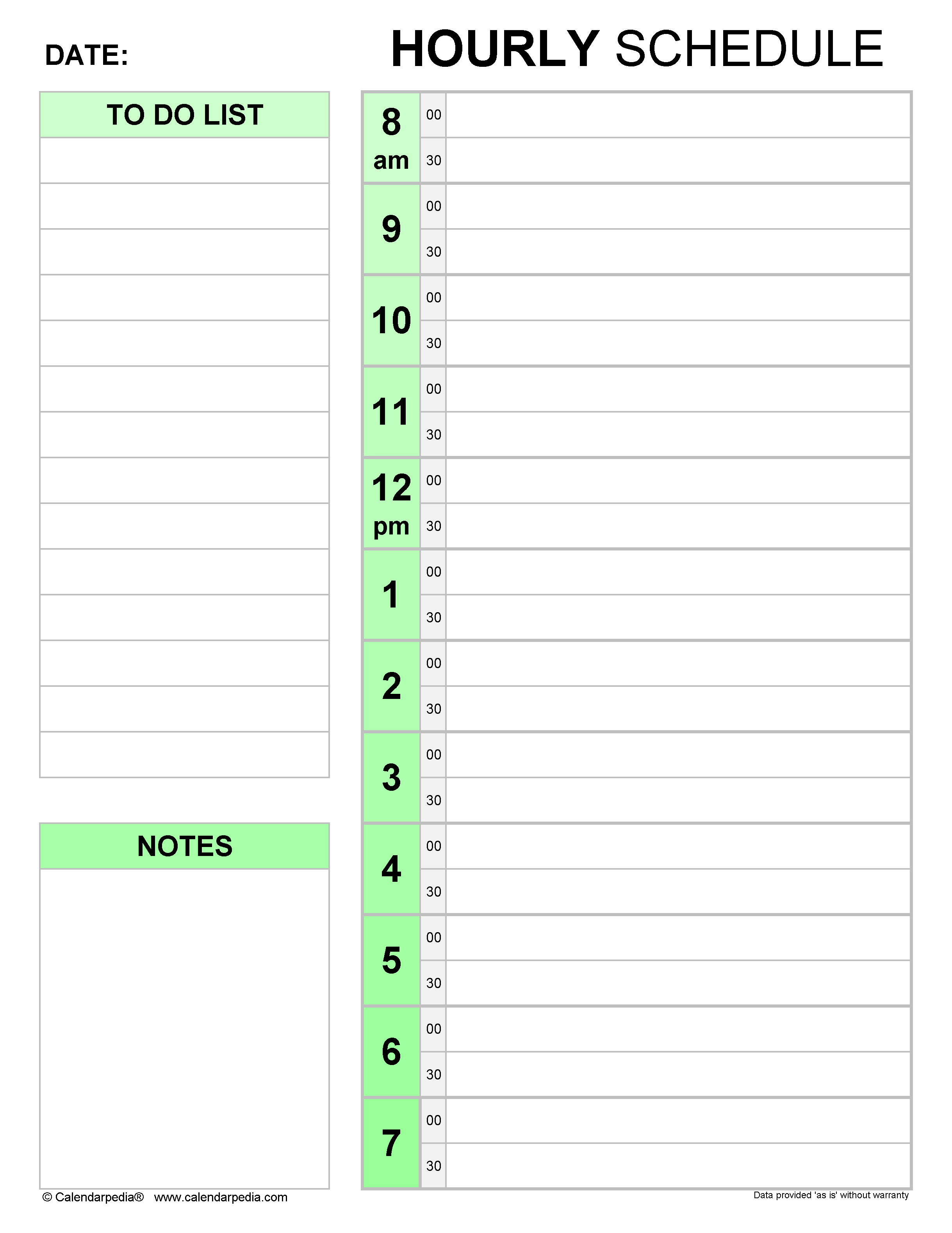 Hour By Hour Schedule Maker