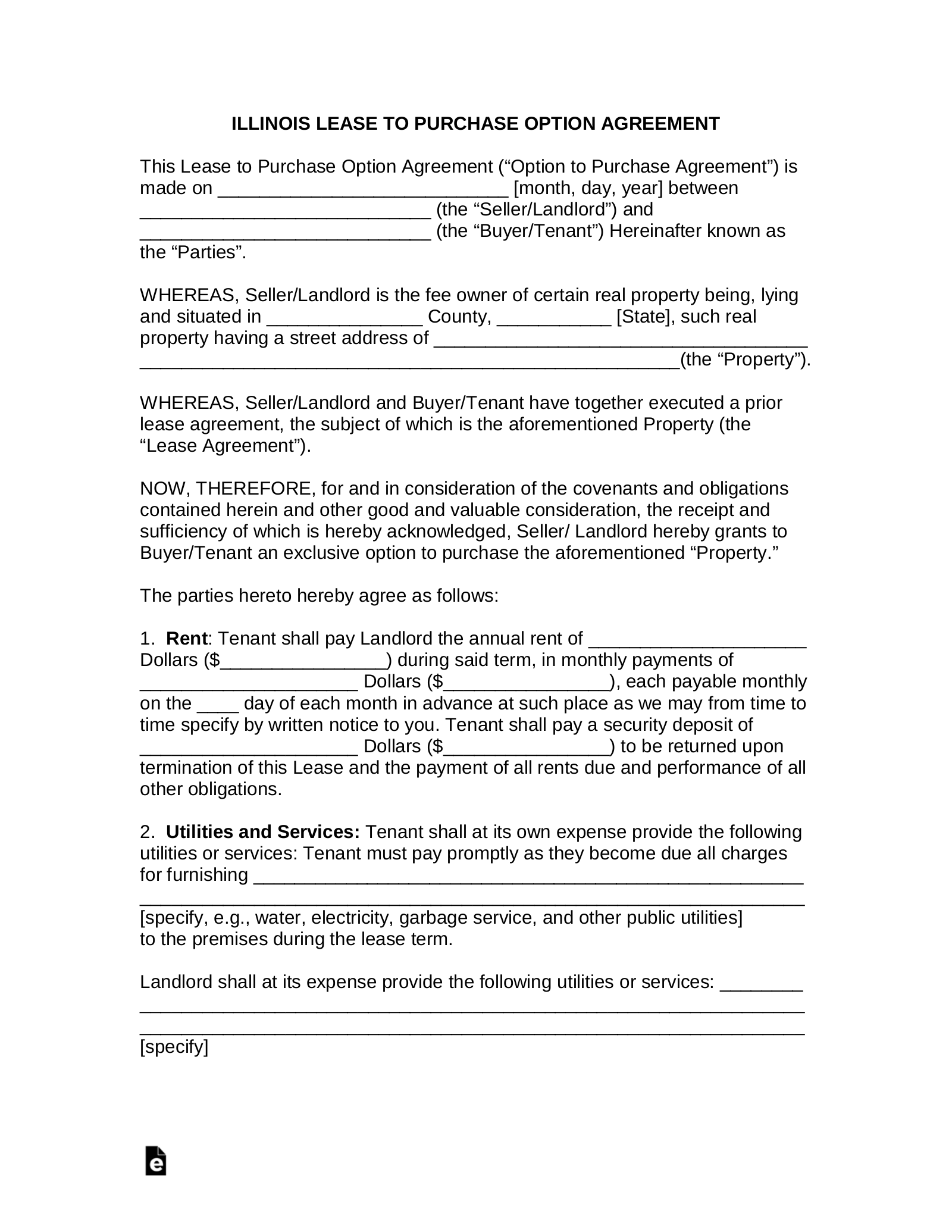 Free Printable Rent-To Own Contract