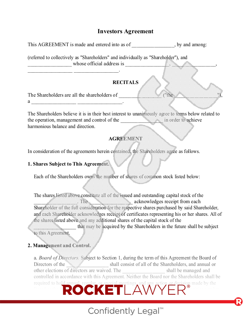 Free Investment Agreement Contract Sample