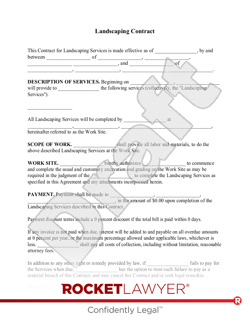 Sample Contract For Landscaping Services