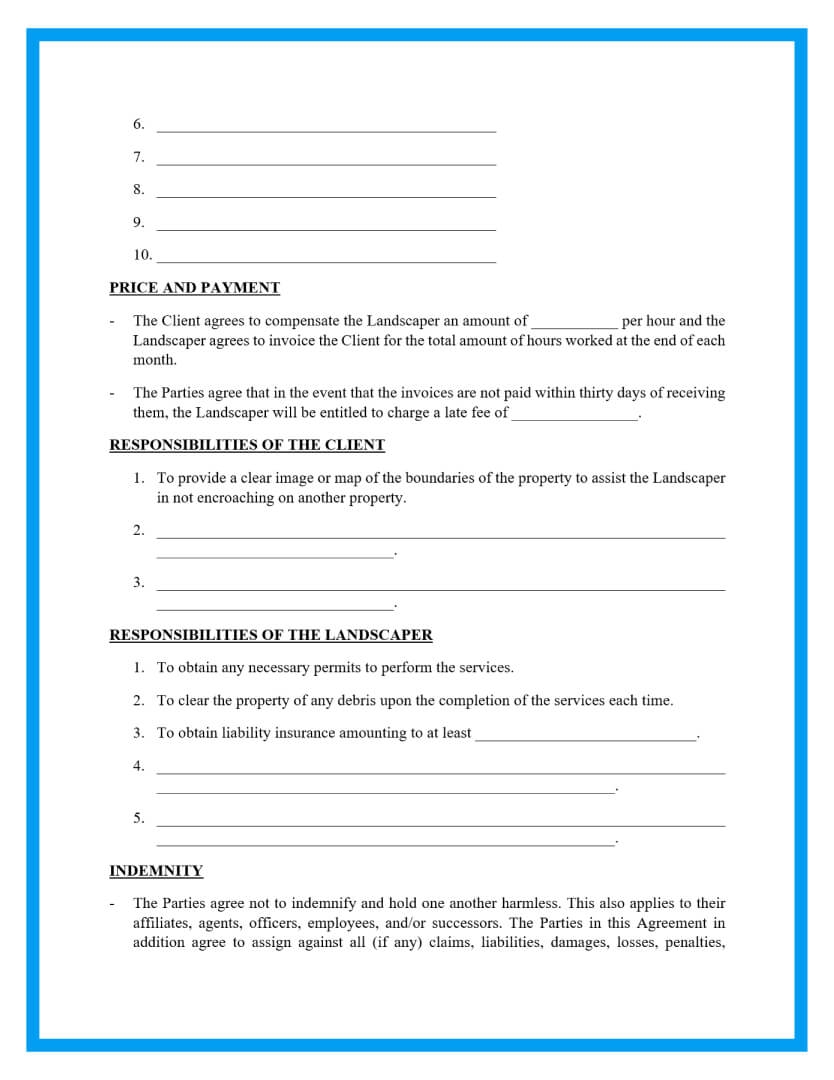 Lawn Service Contract Forms Free